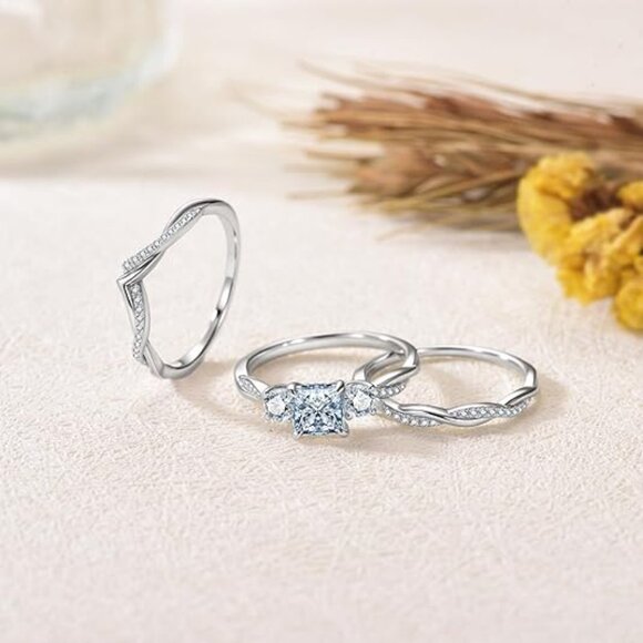 PreKaciouslv 2.75 Carat Princess-Cut Moissanite Engagement Ring S925 Size 7 - Picture 4 of 6